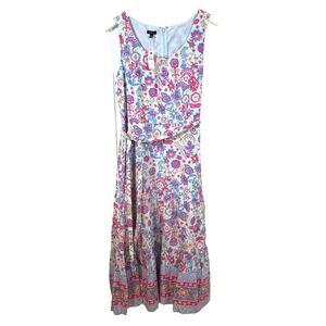Talbots Dress Women‎ 10 Petite Floral Voile  Sleeveless Sash Tie, Maxi NWT!